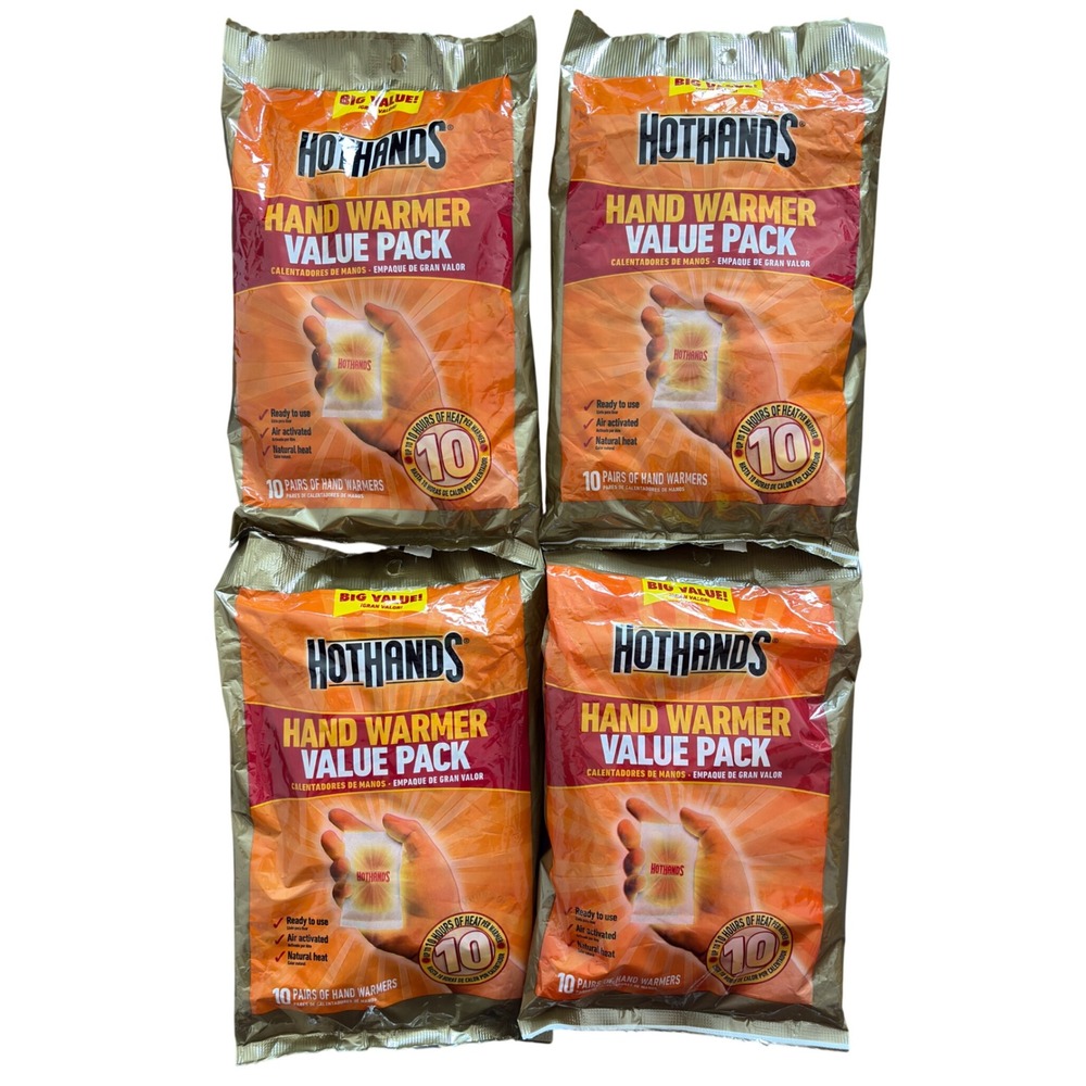 HotHands Hand Warmer Value Pack 10 Pairs per Pack 4 Pack Bundle 40 Pairs Total